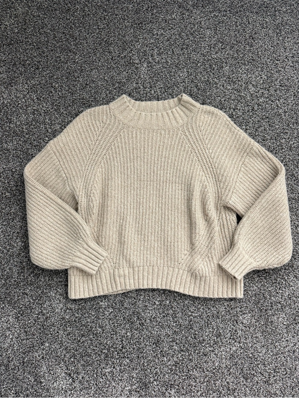 Old Navy Beige Cream Ribbed Crew Neck Sweater